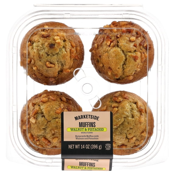 Marketside Moist Walnut & Pistachio Baked Muffins, 14 oz, 4 Count