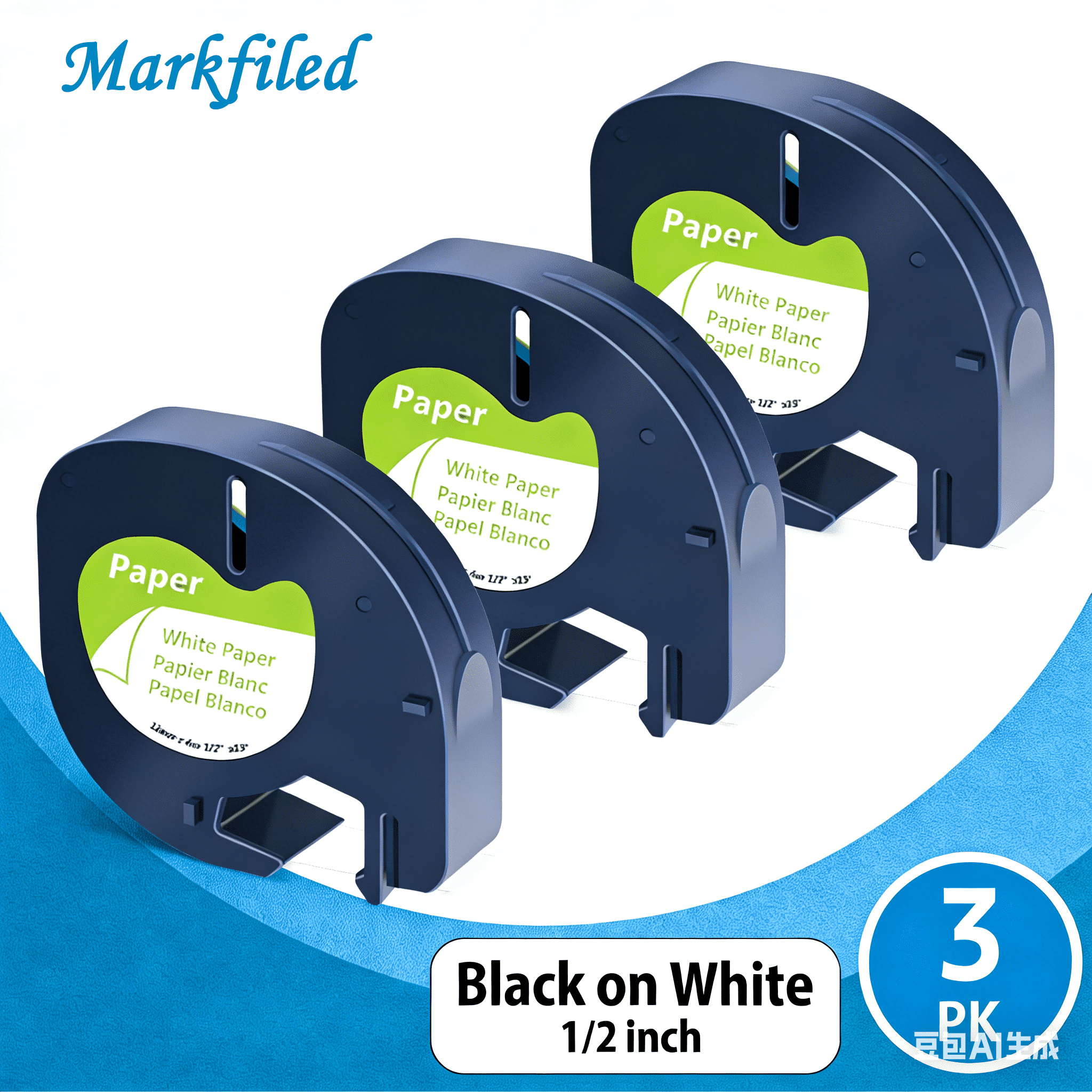 Mark Rafills Markfiled 3PK Compatible for DYMO LetraTag Refills 91330 12mm Black on ...