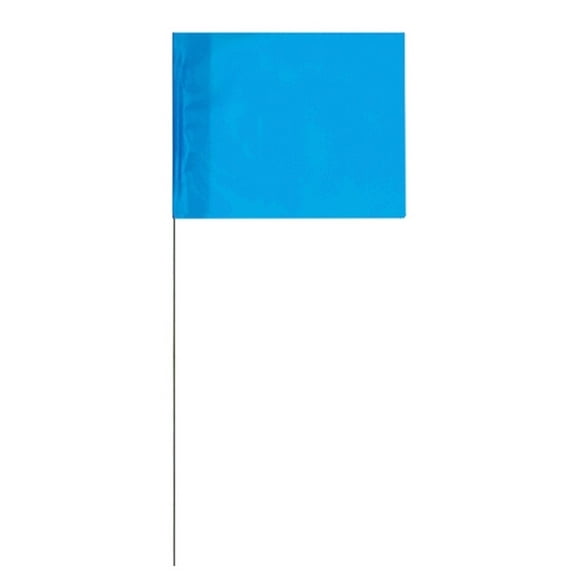 Marking Flags Fluorescent Blue 4" X 5" Flag With 21" Wire Staff (100 Flags)