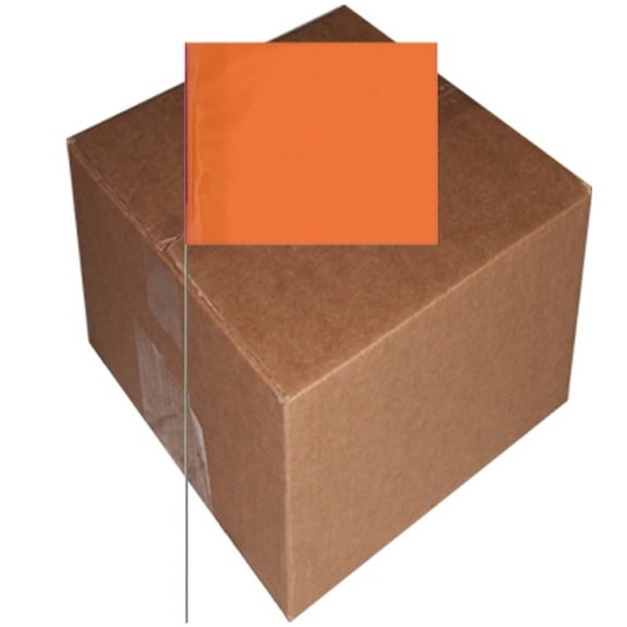 Marking Flags Orange 4" X 5" Flag With 21" Wire Staff (1000 Flags)