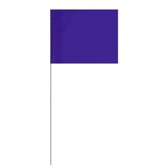 Marking Flags Purple 4" X 5" Flag With 21" Wire Staff (100 Flags)