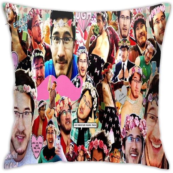 Markiplier Pillowcase Personality Pillowcase Sofa Home Furnishing Pillowcase Square Pillowcase Cushion Cover Size 18"x18"