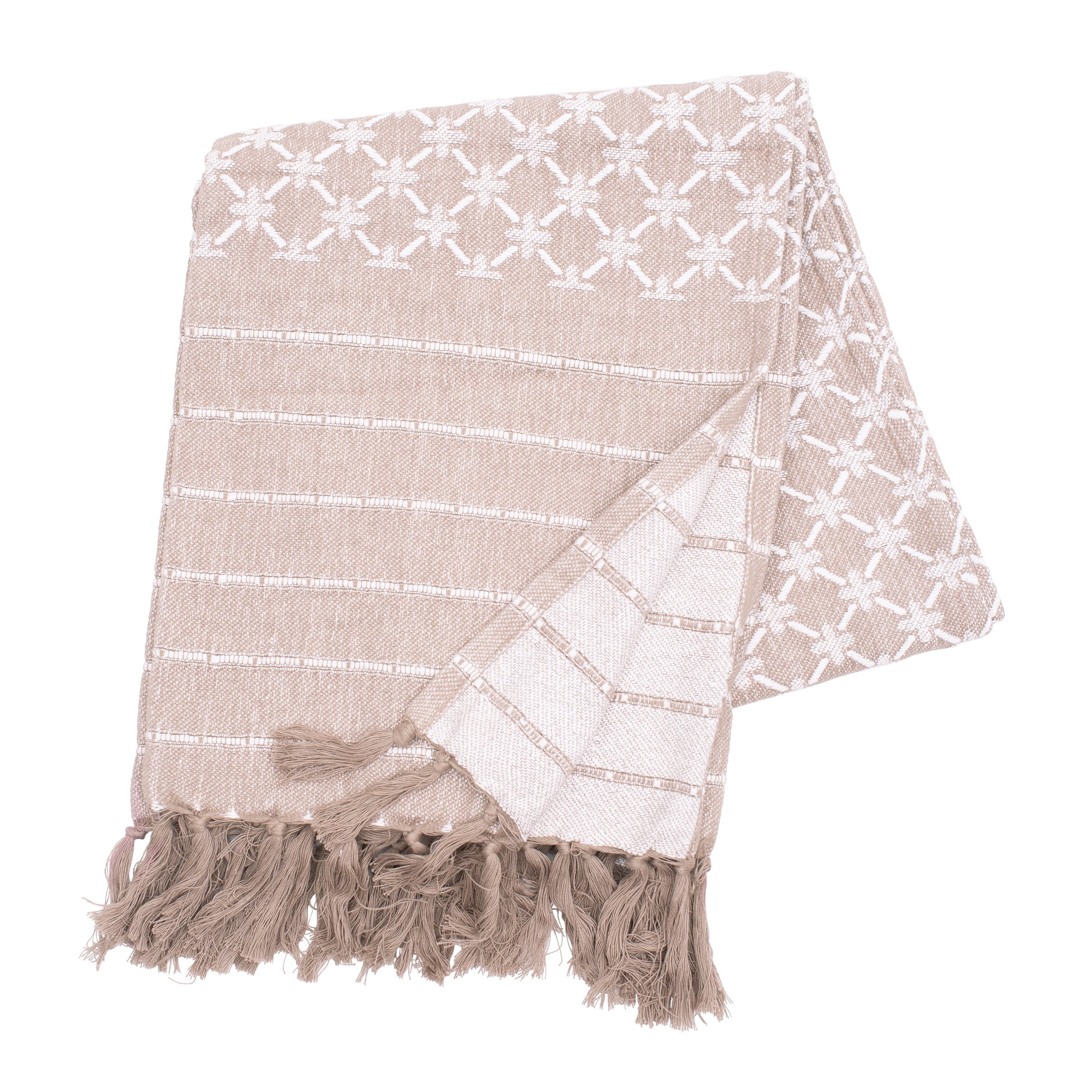 Markle Clay 50" x 60" Cotton Woven Throw Blanket with Fringe