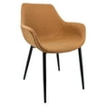 thumbnail image 1 of Markley Modern Leather Dining Arm Chair With Metal Legs - Light Brown, 1 of 8