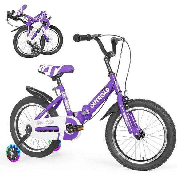 Marknig 14" 16" 18" Folding Kids Bike with Removable Training Wheels, Children's Bicycle for Boys & Girls Ages 3-9 Years, Easy-Storage Toddler Bike