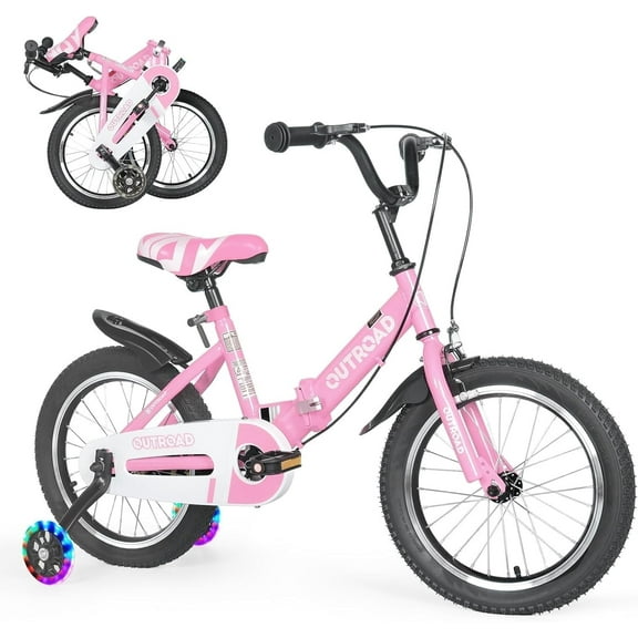 Marknig 14" 16" 18" Folding Kids Bike with Removable Training Wheels, Children's Bicycle for Boys & Girls Ages 3-9 Years, Easy-Storage Toddler Bike