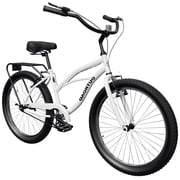 Marknig 24" Cruiser Bike, 1-Speed Beach & City Cruiser Bicycle for Adult Women and Men with Rear Rack, White