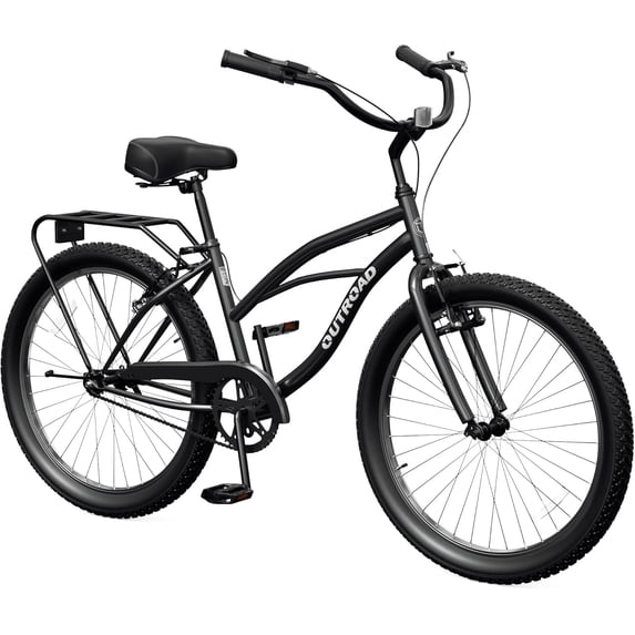 Marknig 26" Cruiser Bike, 1-Speed Beach & City Cruiser Bicycle for Adult Women and Men with Rear Rack, Black