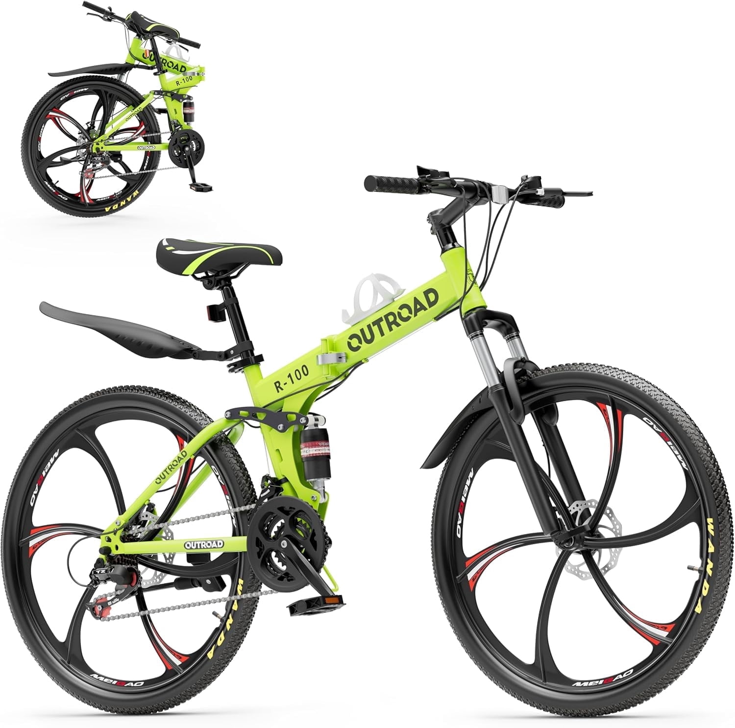 26 Inch Full Suspension Mountain Bike 21 Speed Folding Bike Non-slip Bike