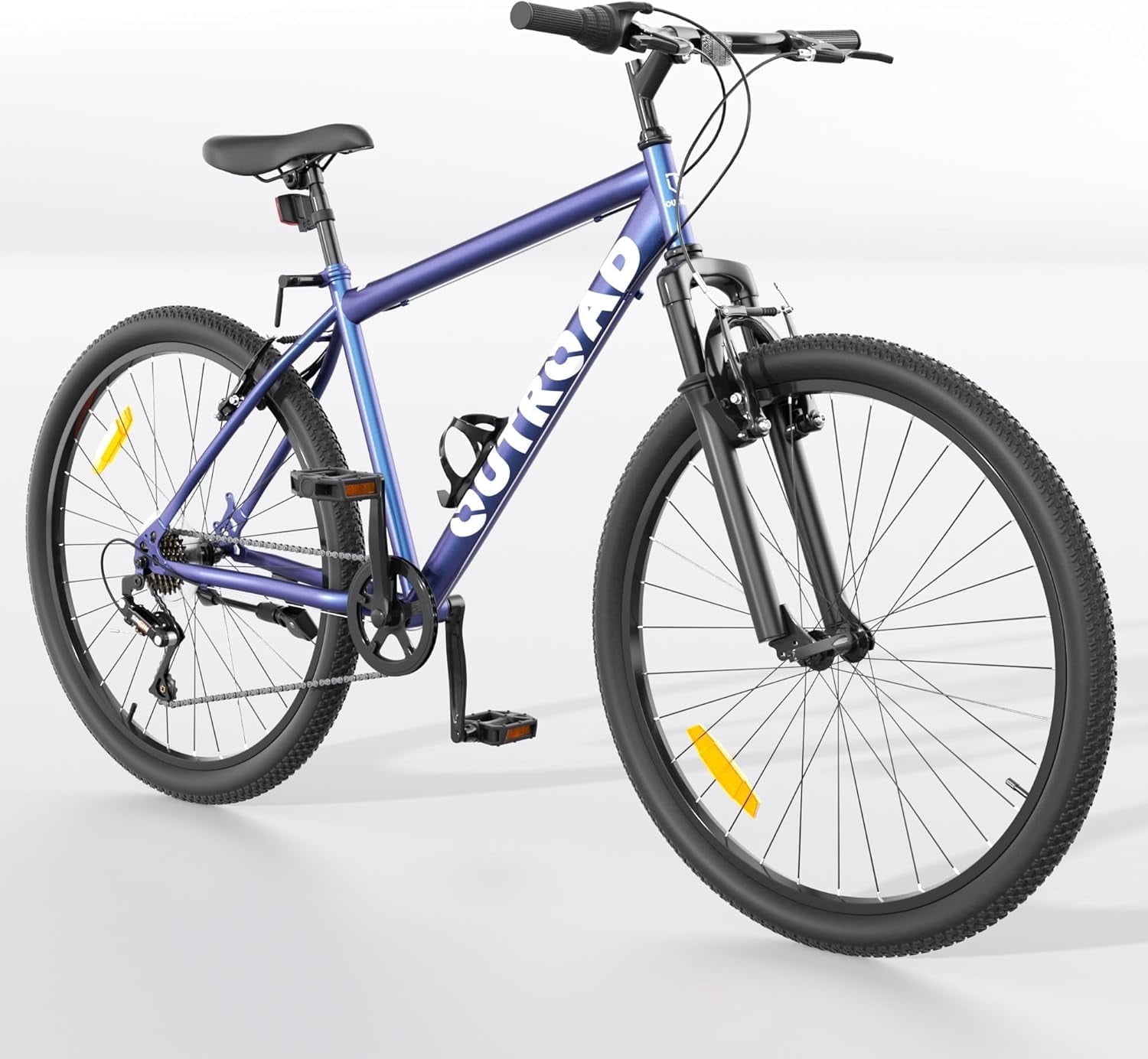 Marknig 26" Mountain Bike 7 Speed Bicycle for Adult with High-Carbon Steel Frame, Dual Disc & V-Brakes, Adjustable Seat for Men and Women, Purple