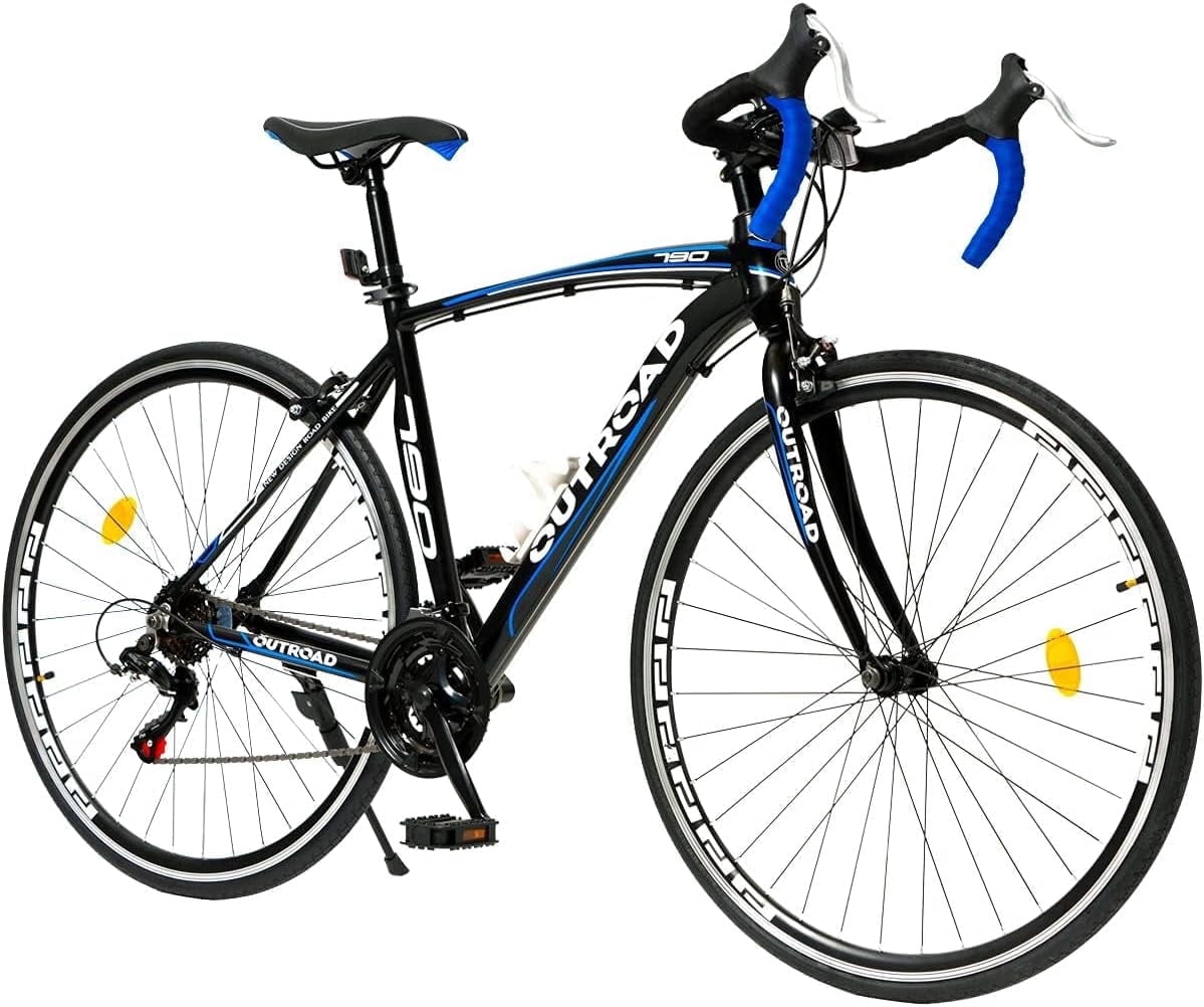 Marknig Road Bike, 21 Speed 700C Wheel with Light Aluminum Alloy Frame Commuter Bicycle with Dual Disc/V Brakes for Men and Women, Blue