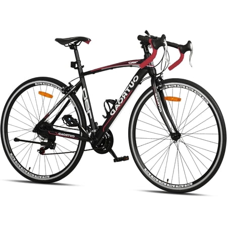 Marknig Road Bike, 21 Speed 700C Wheel with Light Aluminum Alloy Frame Commuter Bicycle with Dual Disc/V Brakes for Men and Women, Red