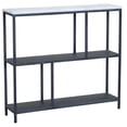 thumbnail interactive-video image 1 of Mango Furniture Inc Marko 32" Console Table With White Marble Top & Black Iron Base Durable Small Space Storage Multifunctional Bookshelf With Scratch-Resistant Rubber Feet for Living Room Decore, 1 of 6
