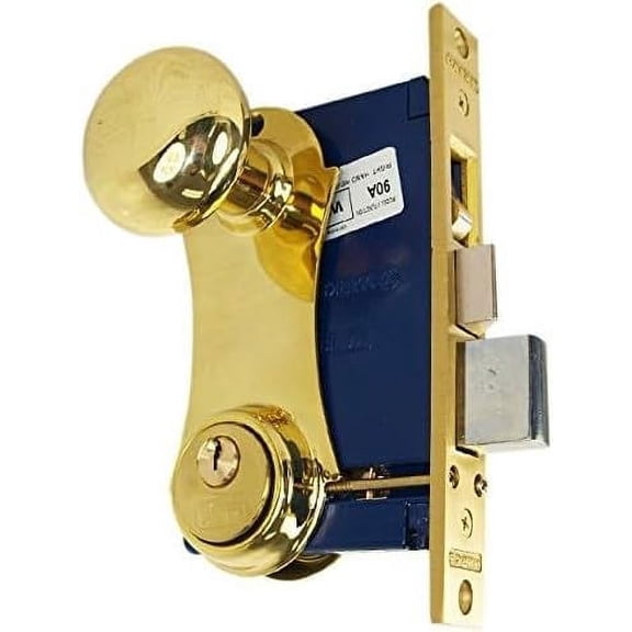 Marks 21AC RHR Double Cylinder Iron Gate Ornamental Knob Plate Mortise Lock Set with 2-1/2" Backset