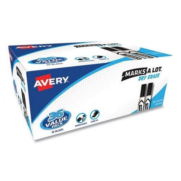 MARKS A LOT Desk-Style Dry Erase Marker Value Pack, Broad Chisel Tip, Black, 36/Pack (98207) MARKS A LOT Desk-Style Dry Erase Marker Value Pack, Broad Chisel Tip, Black, 36/Pack (98207)
