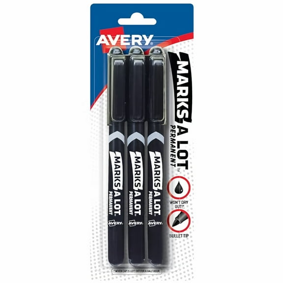 Marks-A-Lot Fine Point Permanent Markers 29837, Black (Pack of 12)