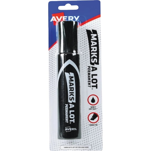 Marks-A-Lot Jumbo Permanent Marker Chisel Tip - Black - Single Piece