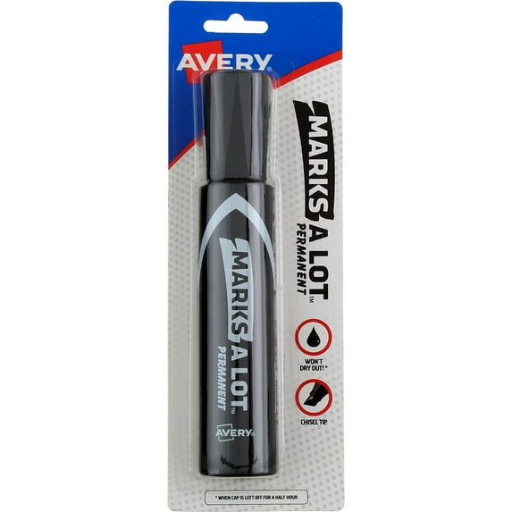 Marks-A-Lot Jumbo Chisel Tip Permanent Marker, Black 1 ea (Pack of 3)