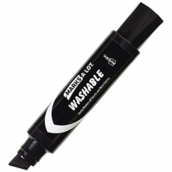Marks-A-Lot Jumbo Chisel Tip Washable Marker Black (Pack of 10)