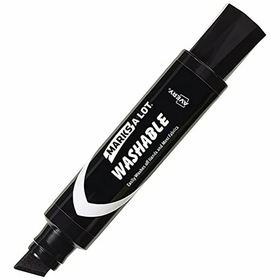 Marks-A-Lot Jumbo Chisel Tip Washable Marker Black (Pack of 2)