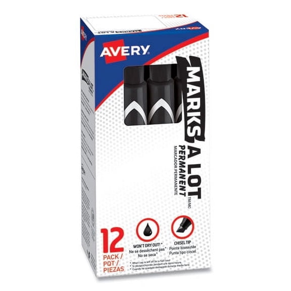 Marks A Lot Large Desk-Style Permanent Marker, Broad Chisel Tip, Black, Dozen (8888) | Bundle of 2 Dozen