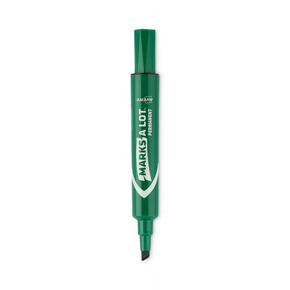 Marks A Lot Large Desk-Style Permanent Marker, Broad Chisel Tip, Green, Dozen (8885) | Bundle of 10 Dozen