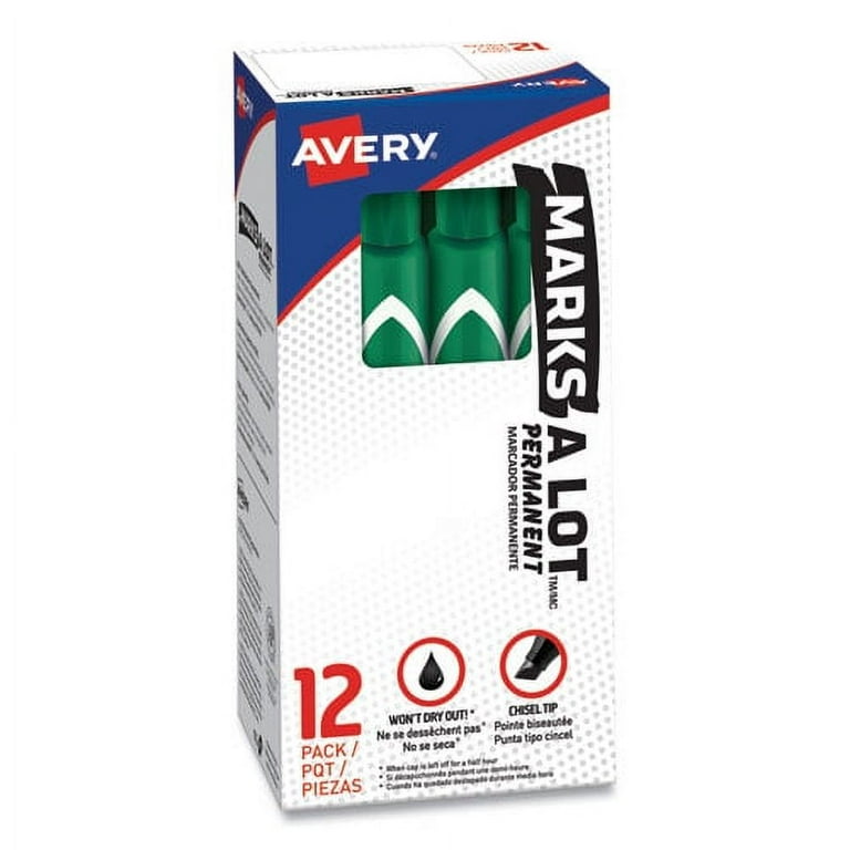 MARKS A LOT Large Desk-Style Permanent Marker, Broad Chisel Tip, Green, Dozen (8885) MARKS A LOT Large Desk-Style Permanent Marker, Broad Chisel Tip, Green, Dozen (8885)