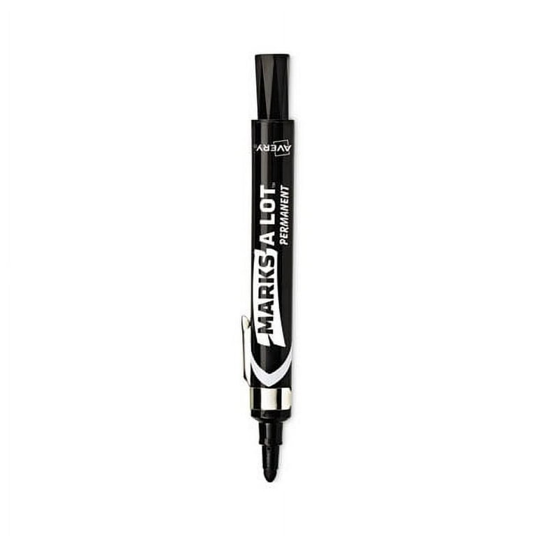 MARKS A LOT Large Desk-Style Permanent Marker with Metal Pocket Clip, Broad Bullet Tip, Black, Dozen (24878) MARKS A LOT Large Desk-Style Permanent Marker with Metal Pocket Clip, Broad Bullet Tip, Black, Dozen (24878)