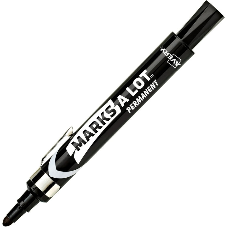 MARKS A LOT Large Desk-Style Permanent Marker with Metal Pocket Clip, Broad Bullet Tip, Black, Dozen (24878) MARKS A LOT Large Desk-Style Permanent Marker with Metal Pocket Clip, Broad Bullet Tip, Black, Dozen (24878)