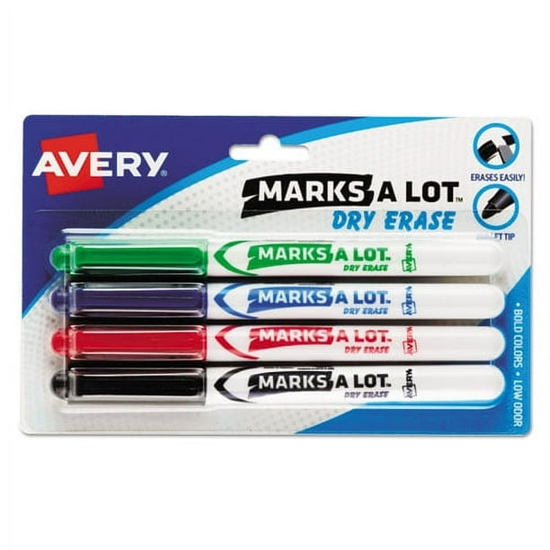 MARKS A LOT Pen-Style Dry Erase Markers, Medium Bullet Tip, Assorted Colors, 4/Set (24459) MARKS A LOT Pen-Style Dry Erase Markers, Medium Bullet Tip, Assorted Colors, 4/Set (24459)
