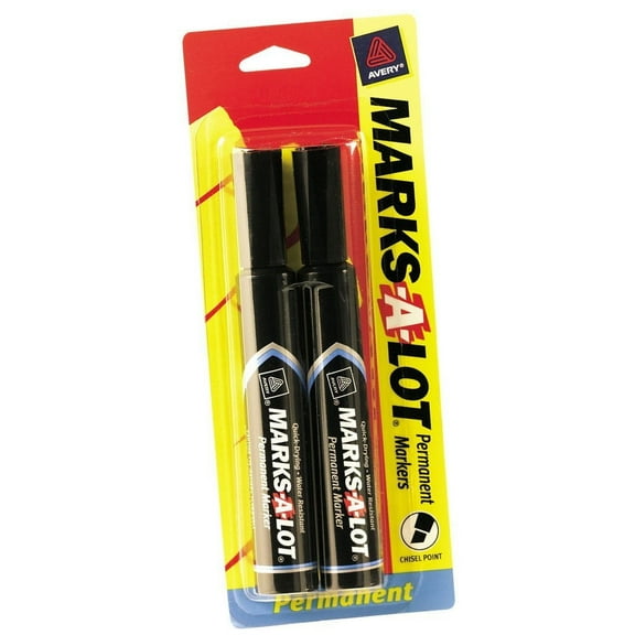 Avery Marks-A-Lot Permanent Marker - Black Ink - 2 Count, Set of 6