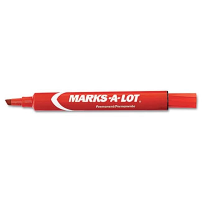 Marks-A-Lot  Permanent Marker Large Chisel Tip Red Dozen - Red