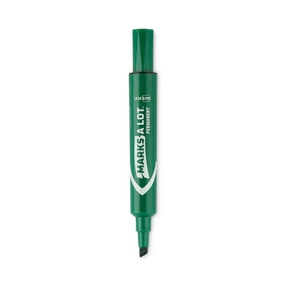 Marks A Lot Regular Desk-Style Permanent Marker, Broad Chisel Tip, Green, Dozen (7885) | Bundle of 10 Dozen