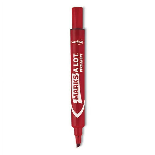 MARKS A LOT Regular Desk-Style Permanent Marker, Broad Chisel Tip, Red, Dozen (7887) MARKS A LOT Regular Desk-Style Permanent Marker, Broad Chisel Tip, Red, Dozen (7887)