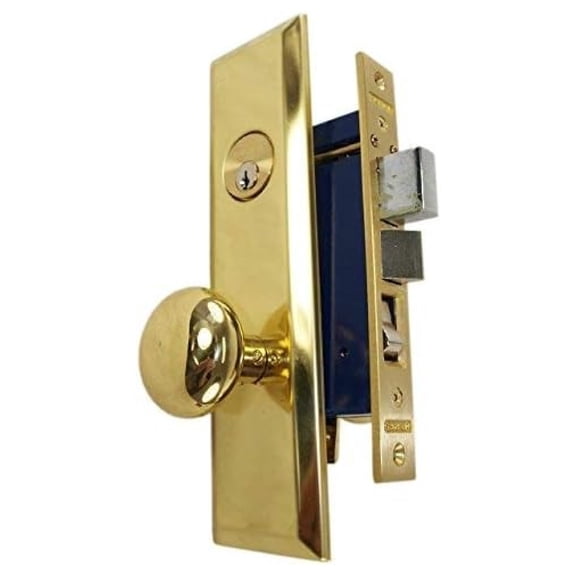 Marks Metro 114A/3 Left Hand Entry Lockset - Heavy Duty Mortise Lock, Polished Brass, 2-1/2" Backset, 1-1/16" x 7-5/8" Front, 1" Deadbolt