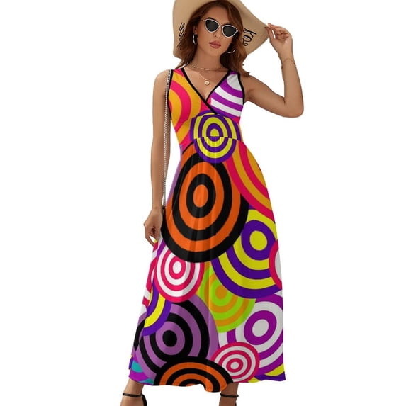 Marksman Objective Patterning Dress Summer Street Style Bohemia Long Dresses Female Sleeveless Printed Maxi Dress