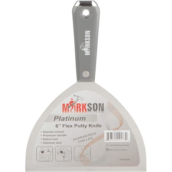 MARKSON Putty Knife Scraper Tool 6 in, Drywall Spackle Stainless Steel Blal Blade, Paint Scraper with Nylon Handle and Hammer End