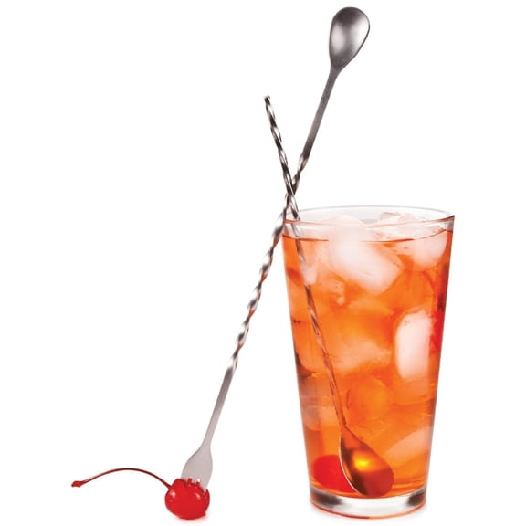 Markun 2 In 1 Stainless Steel Bar Spoon for Cocktail Mixing,Long Handle Stirring Spoon with Fork Tip for Drinks,Professional Mixing Spoon for Home Bar and Kitchen