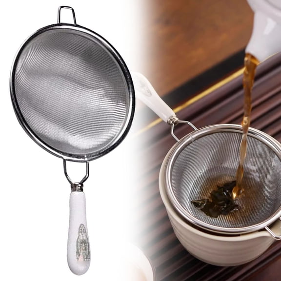Markun Commercial Grade Tea Coffee Sieve Set for Home Brewing，305 Stainless Mesh Filter with Heat Handle for Loose Leaf，Dual Purpose Infuser for Tea and Coffee Grounds