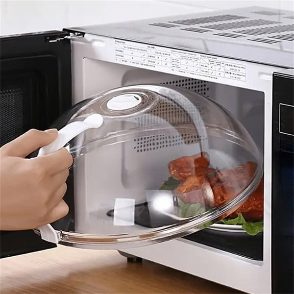 Markun Microwave Splatter Cover with Handle for Home Kitchen,Tempered PC Material Dish Cover with Steam Vent,Reusable Bowl Guard for Standard Dinner Plates