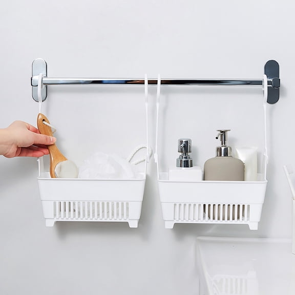 Markun Plastic Hanging Shower Caddy for Bathroom,Draining Basket for Toiletries and Sponges,Over Door Organizer Rack for Bath Storage