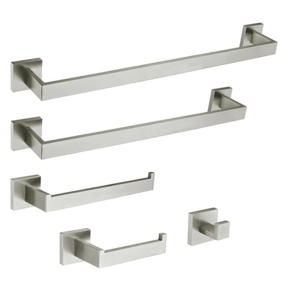 Markus Bathroom Accessory Set, Brushed Nickel - 5 Piece