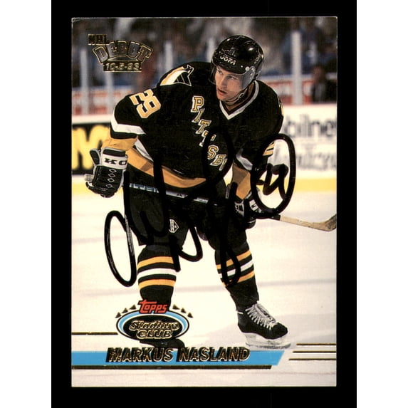 Markus Naslund Autographed 1993-94 Stadium Club Rookie Card #393 Pittsburgh Penguins SKU #213512