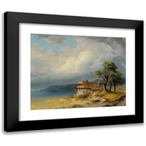 Markus Pernhart 14x12 Black Modern Framed Museum Art Print Titled - St. Ruprecht Near Klagenfurt) Lake Worthersee, a Fishing Hut,