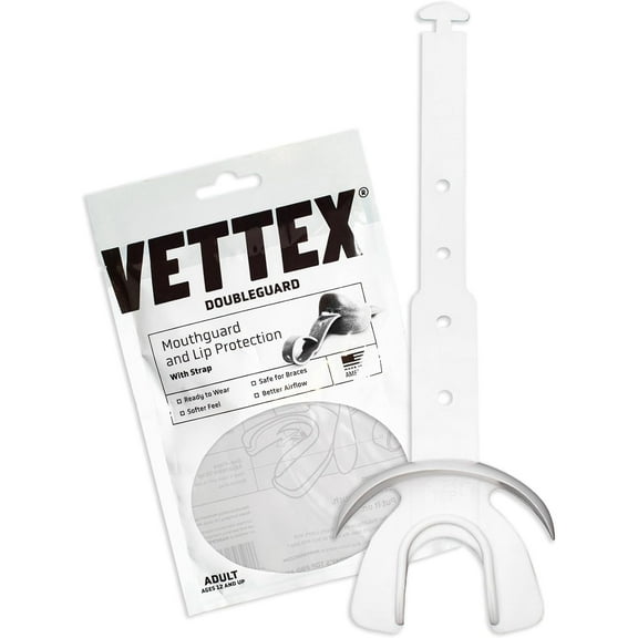 Markwort Unbranded Doubleguard Mouthguard for Football, Lacrosse, MMA, Boxing, Braces - Breathable Doubleguard with Lip Protection and Strap,White