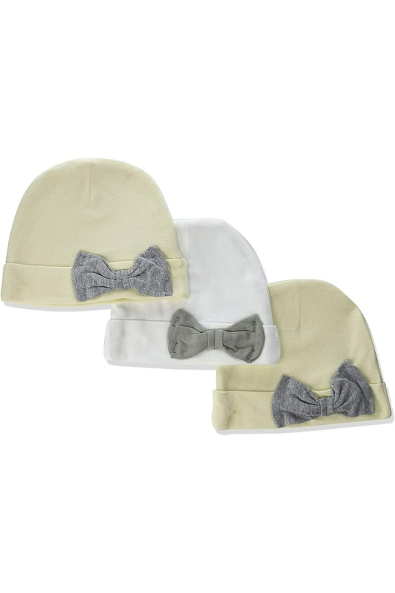 100% Cotton Baby Rib Bow Cap (Pack of 3)