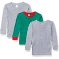 thumbnail image 1 of Marky G Apparel Baby 100% Cotton Long Sleeve Pajama Top (Pack of 3), 1 of 1