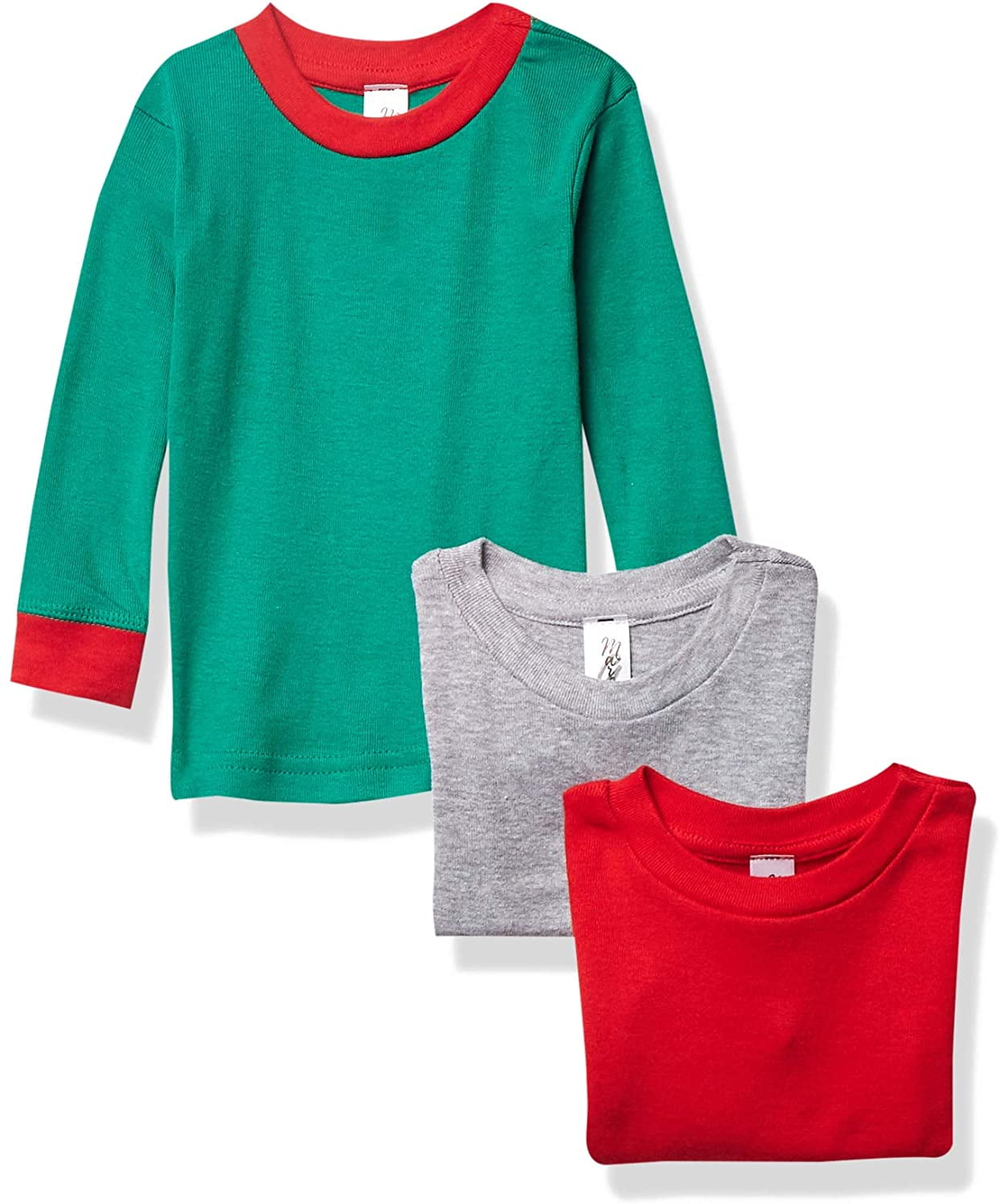 Marky G Apparel Baby Long Sleeve Round Neck Pajama Top (Pack of 3)