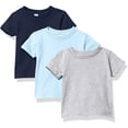 thumbnail image 1 of Marky G Apparel Baby and Toddler Short-Sleeve T-Shirts 100% Cotton Jersey Crew-Neck Tee, 12M, Lt. Blue/Navy/Heather(Pack of 3), 1 of 7
