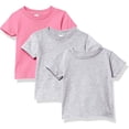 thumbnail image 1 of Marky G Apparel Baby and Toddler Short-Sleeve T-Shirts 100% Cotton Jersey Crew-Neck Tee, 24M, Heather/Raspberry/Heather(Pack of 3), 1 of 6